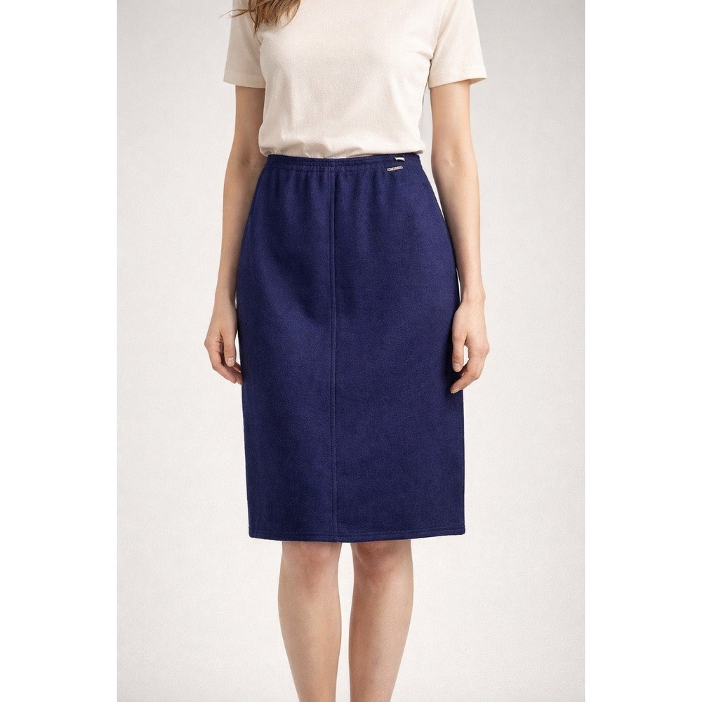 Geiger Purple Wool Pencil Straight Skirt 32" Elastic Waist‎ Women's Size L NWT